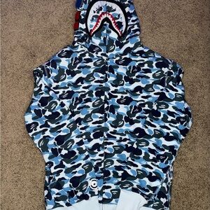 Bape Blue Camo Shark Hoodie
